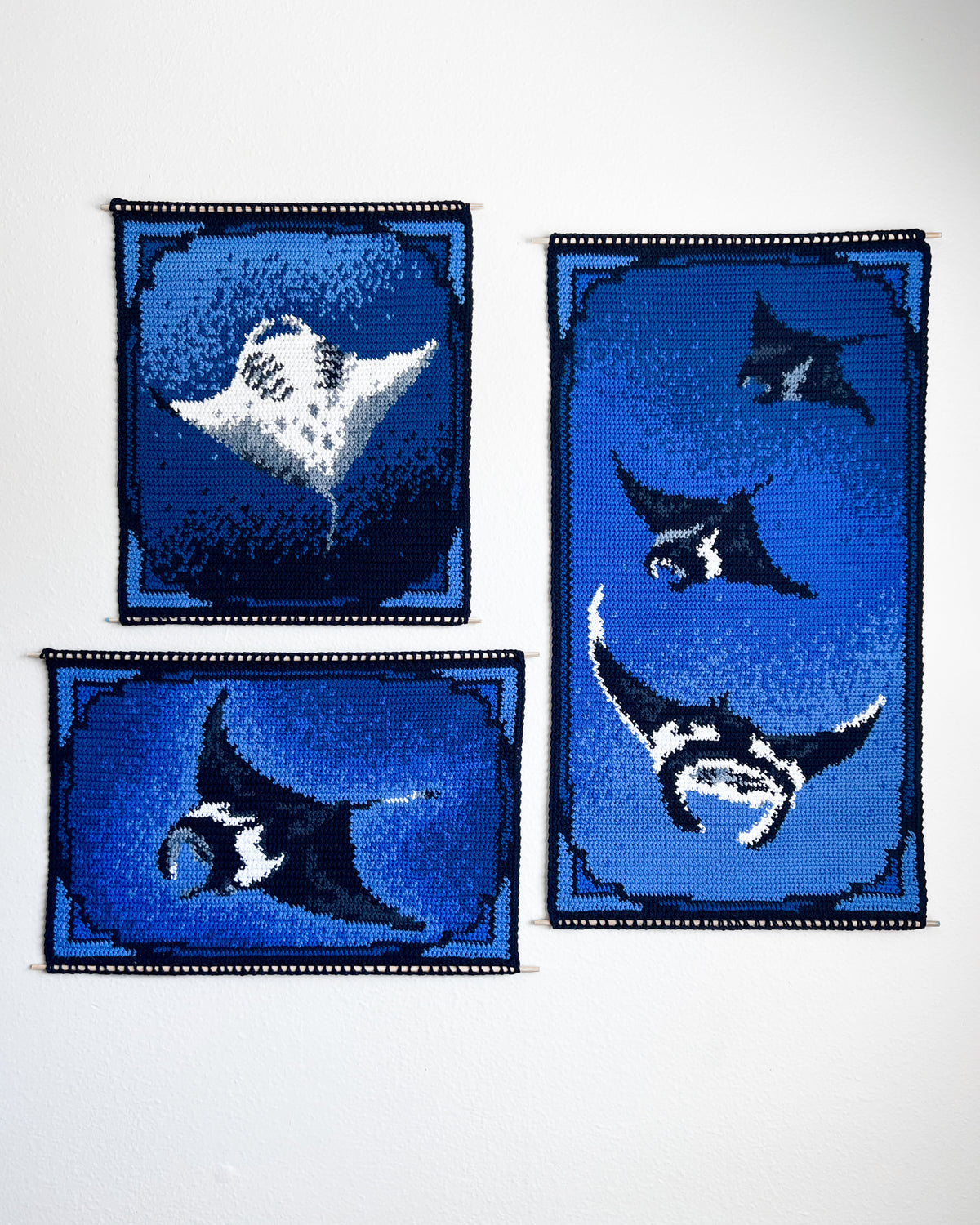 Manta Ray Snowflake Pattern Manta Rays Tapestry pattern – TyBailie