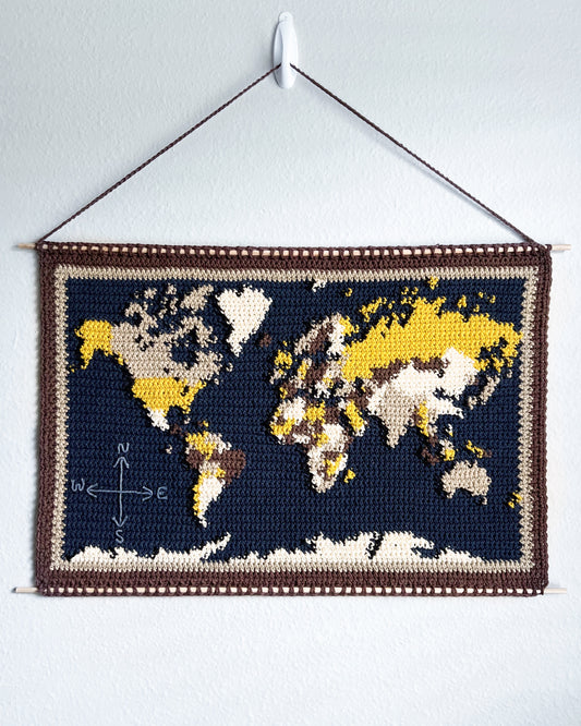 World Map tapestry pattern