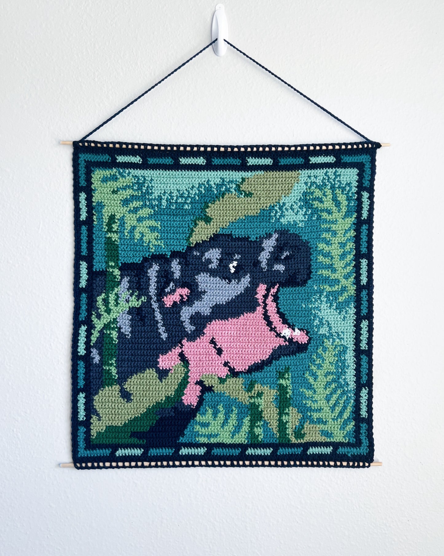 Moo Deng tapestry pattern