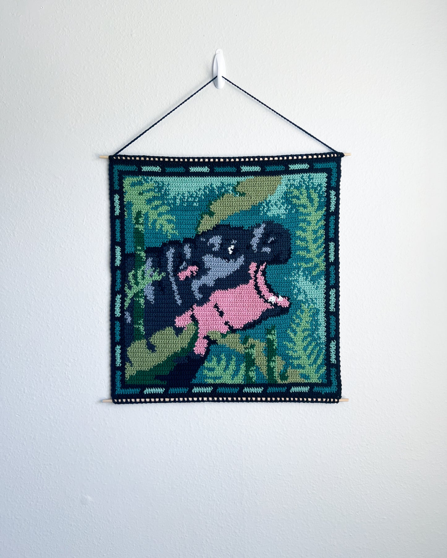 Moo Deng tapestry pattern